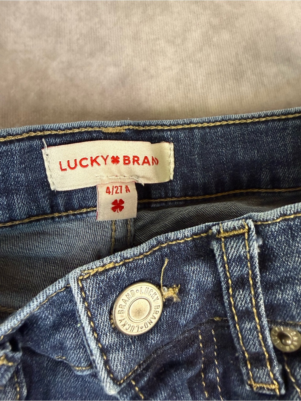 Lucky Brand Sweet Mid Rise Straight Jeans Women’s 4/27A Blue Raw Hem Ankle - Picture 3 of 9